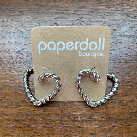 Paperdoll Boutique Jewelry - Bundle 3 pairs for $12. Paperdoll Boutique Silver Tone Heart Earrings